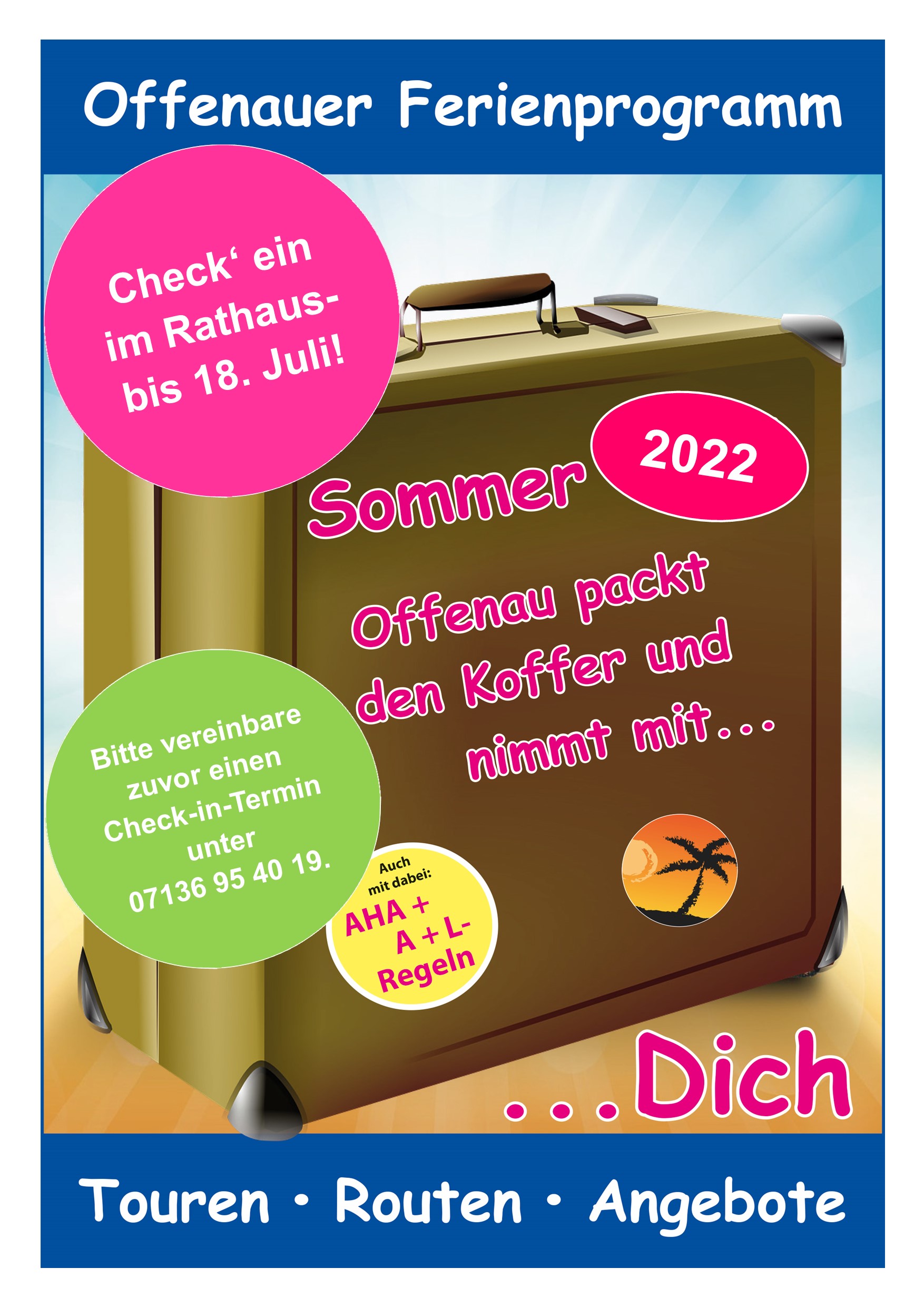 Titelblatt des Offenauer Sommerferienprogramms 2022 als Plakat (Grafik: Gemeinde Offenau)